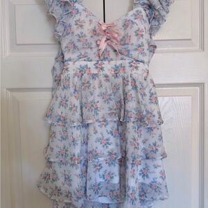 Altar'd State Floral Mini Dress - Pink and Blue